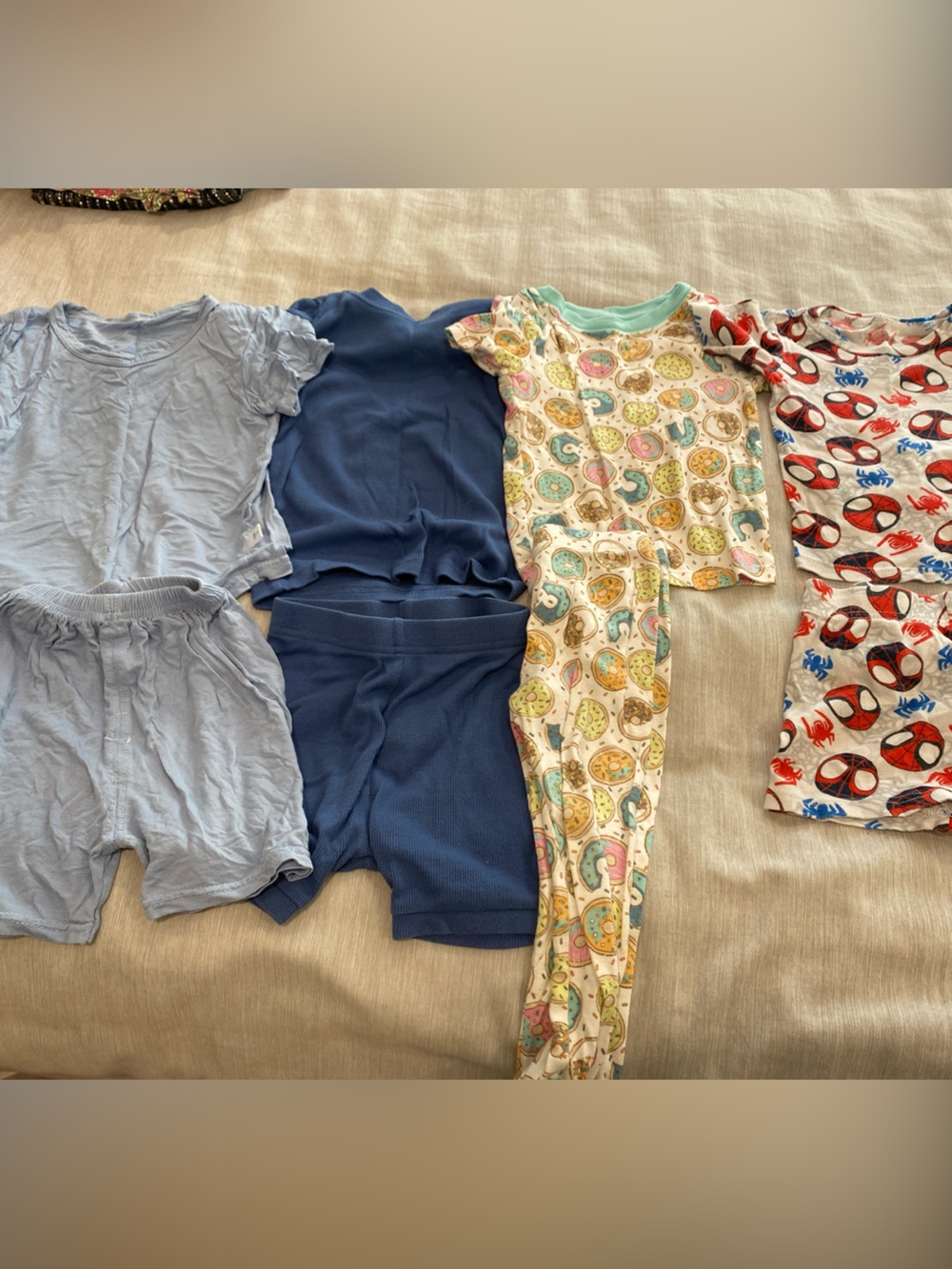 Kids Navy & Light Blue Pajama Set with Printed Tops